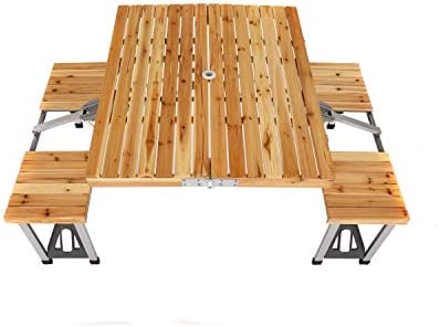 Oypla Portable Wooden Folding Outdoor Picnic Table and Bench Set 4 Seats - Image 7
