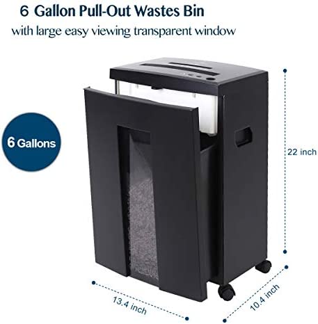 WOLVERINE 18-Sheet 60 Mins Running Time Cross Cut High Security Level P-4 Heavy Duty Paper/CD/Card Ultra Quiet Shredder for Home Office with 22-Litre Pullout Waste Bin SD9113(Black) - Image 6