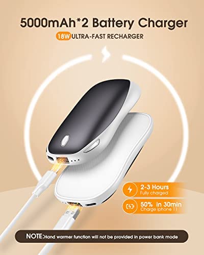 SUPPOU Hand Warmers 2 Pack, 10000mAh 2 in 1 Magnetic Hand Warmers Rechargeable,3 Levels Pocket, Portable Power Bank, Great for Raynauds, Outdoor, Camping, Hiking,fishing,Best Winter Gifts - Image 4