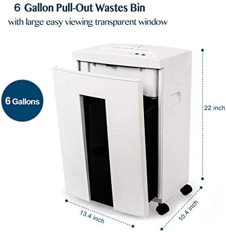WOLVERINE 18-Sheet 60 Mins Running Time Cross Cut High Security Level P-4 Heavy Duty Paper/CD/Card Ultra Quiet Shredder for Home Office with 22-Litre Pullout Waste Bin SD9113(White) - Image 6