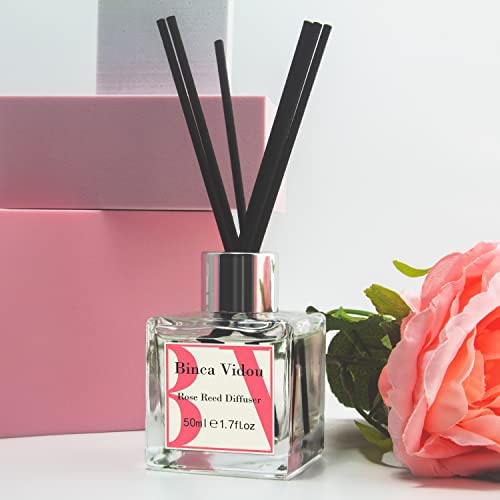 Rose Reed Diffuser Set, Binca Vidou Scented Oil Diffuser with Rattan Sticks for Bedroom Bathroom Office Home Fragrance Gift 50ml/1.7oz - Image 6