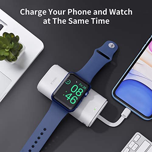 iWALK Portable Apple Watch Charger, 9000mAh Power Bank with Built in Cable, Apple Watch and Phone Charger, Compatible with Apple Watch Series 7/6/Se/5/4/3/2, iPhone14/ 13/12/12 Pro Max/ 11/6s,White - Image 4