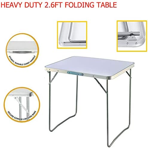 EFAN Folding Camping Table - 80x60x69cm, Portable Garden Lightweight Table, for Indoor or Outdoor use, Ideal for Picnic Party BBQ Dining Writing Study Reading Stand - 5 Year Warranty - Image 3