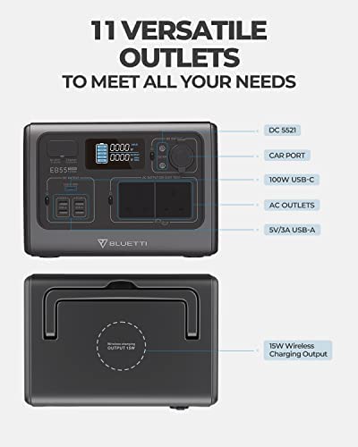 BLUETTI Portable Power Station EB55, 537Wh LiFePO4 Battery Backup w/ 2 700W AC Outlets (1400W Peak), 100W Type-C, Solar Generator for Outdoor Camping, Off-grid, Blackout (Solar Panel Optional) - Image 3