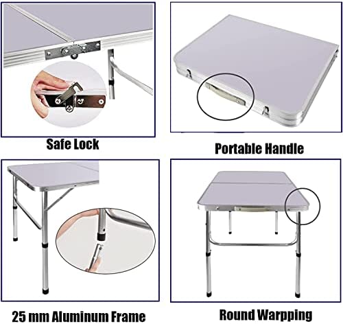 90cm / 3FT Wide Aluminum Camping Folding Table Portable 2 Adjustable Height Garden Outdoor Rectangle Picnic Table for Indoor Kitchen, Dinner, Catering, Buffet - Image 4