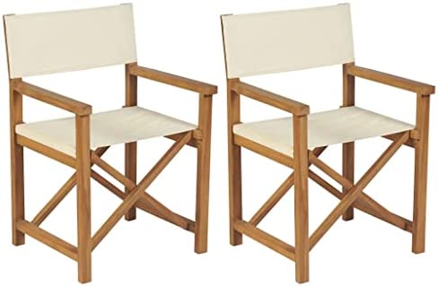 vidaXL 2x Solid Wood Teak Director's Chairs Outdoor Furniture Seating Camping Balcony Garden Seat Foldable Wooden Director's Chair Blue - Image 2