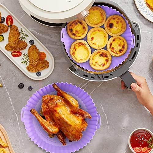 2Pcs Air Fryer Silicone Pot,Reusable Air Fryer Silicone Basket, Air Fryer Accessories,Air Fryer Silicone Liner Replacement of Parchment Liner Paper Air Fryer Basket Fits Air Fryer (Purple) - Image 5