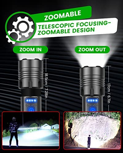 Maxesla 10000LM Torches LED Super Bright Rechargeable, Torches Battery Powered XHP70.2 with COB Side Light, IPX5 Waterproof and 7 Modes Zoomable, Gift for Men Dad Xmas Gift (with 3000mAh Battery) - Image 4