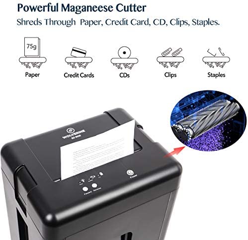 WOLVERINE 15-Sheet Super Micro Cut High Security Level P-5 Heavy Duty Paper/CD/Card Shredder for Home Office, Ultra Quiet by Manganese-Steel Cutter and 32-Litre Pullout Waste Bin SD9520 (Black) - Image 4