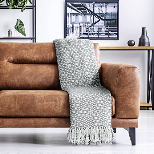 Emma Barclay Casablanca - Scandi Woven Recycled Cotton Chair Sofa Setee Bed Throw Over Blanket in Silver - 50x60" (127x152cm) - Image 2