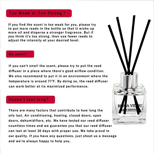 Rose Reed Diffuser Set, Binca Vidou Scented Oil Diffuser with Rattan Sticks for Bedroom Bathroom Office Home Fragrance Gift 50ml/1.7oz - Image 9