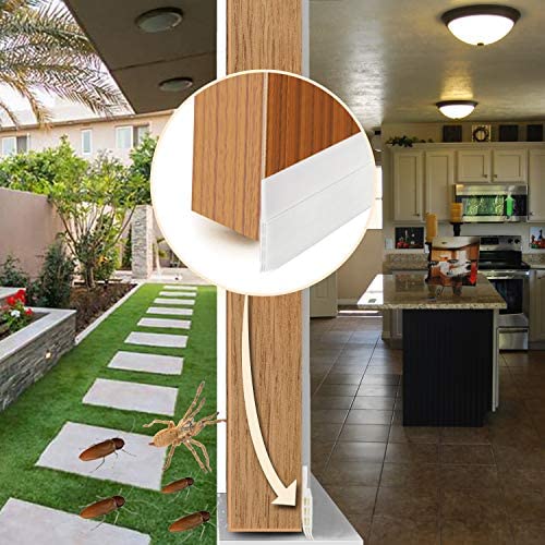 YOUSHARES 2 Packs of Draught Excluder for Bottom of Door, Weather Stripping Door Draft Excluder Self Adhesive Door Draft Sweep Seal for Soundproof (White) - Image 5