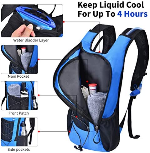 Hydration Backpack with Bladder Cycling - 2L Water Bicycle Bag Pack Waterproof Lightweight Rucksack Ladies for Outdoor Running Hiking Climbing Camping Skiing Hunting Biking Bike MTB - Image 3