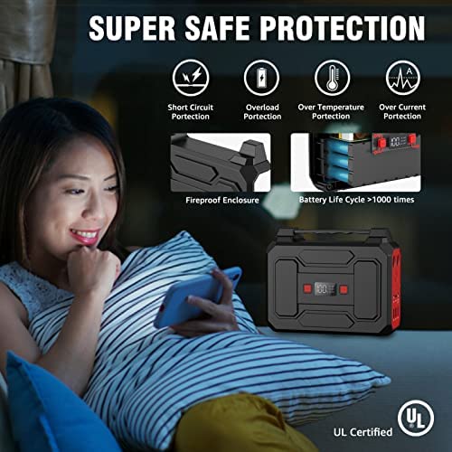 Powkey 99Wh/ 27000mAh Portable Power Station,100W Camping Power Pack,Solar Generator with AC/DC/USB/Type C Outlet for Outdoors Camping Travel Fishing Emergency Power Supply - Image 5