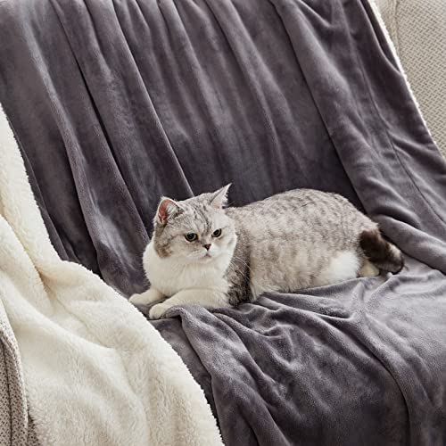 Lifewit Sherpa Throw Blanket Reversible Soft Blanket for Couch Sofa Bed, Decorative Thick Fuzzy Fluffy Fleece Blanket for Travel and Outdoor Camping, Grey, 150 x 200cm - Image 6