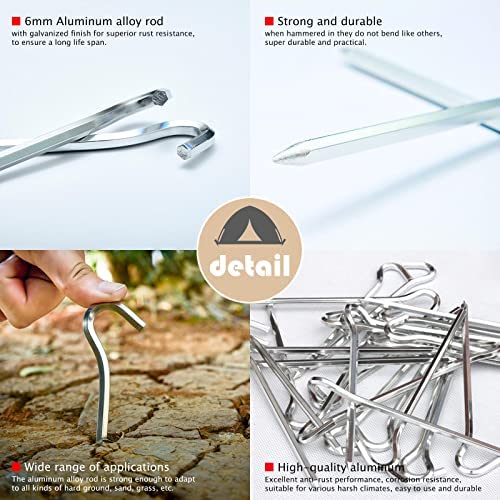 Yiran Tent Pegs 8 PCS, 18cm Alloy Heavy Duty Ground Pegs, Rust-Proof and Suitable All Kinds of Hard Ground, For Camping Tents, Tarpaulin, Football Nets, etc. - Image 2