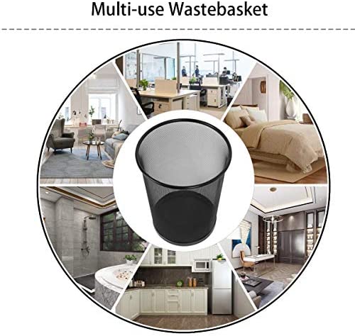 DIVCHI Circular Mesh Wastebasket Trash Can, Waste Basket Garbage Can Bin for Bathrooms, Kitchens, Home Offices, Dorm Rooms(BLACK) - Image 2