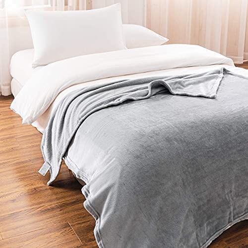 KEPLIN Flannel Blanket Large Throw Bedspread - 130 x 150 cm | Soft Fluffy Warm Light Microfiber Fabric Design for Duvet Cover Quilt Rug | Perfect for Adults or Children's Gifts (Silver Grey, Single) - Image 5
