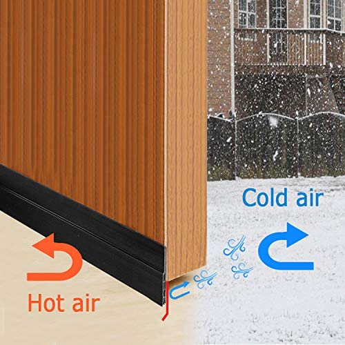 YOUSHARES Draught Excluder for Doors - Door Draft Excluder Strip Rubber Door Seal Strip Door Insulation Strip Soundproof Door Seals Weather Strip Door Frame Draught Excluders (Black) - Image 2