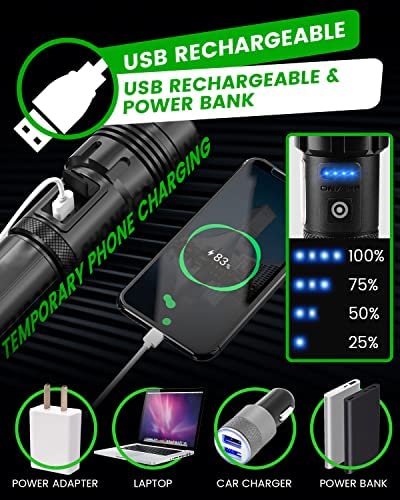 Maxesla 10000LM Torches LED Super Bright Rechargeable, Torches Battery Powered XHP70.2 with COB Side Light, IPX5 Waterproof and 7 Modes Zoomable, Gift for Men Dad Xmas Gift (with 3000mAh Battery) - Image 2