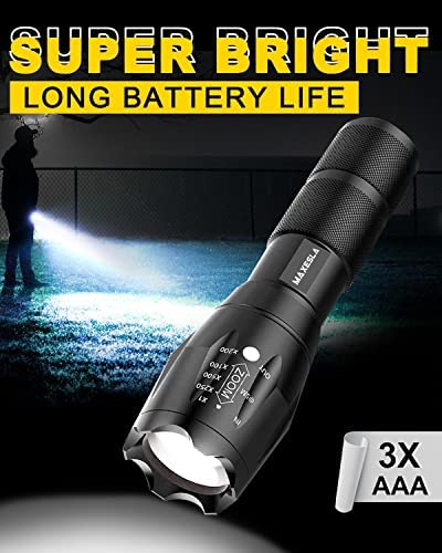 Maxesla LED Torch 2000 Lumens Gifts for Men Dad Kids, Zoomable Torches Led Super Bright Flashlight, Powerful Torches Battery Powered Water Resistant 5 Modes Mini Tactical Torch for Camping Xmas Gifts - Image 7