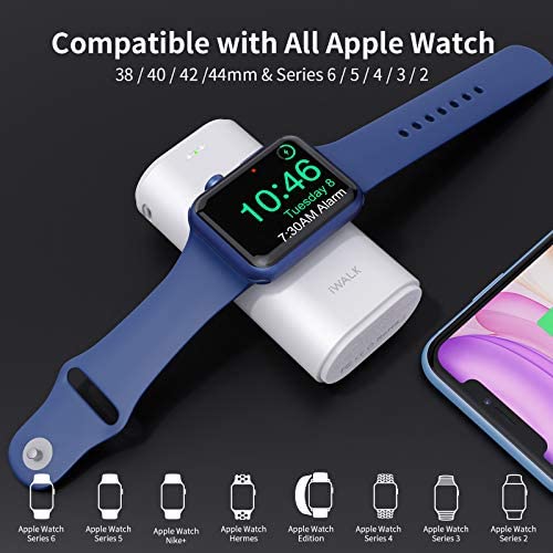 iWALK Portable Apple Watch Charger, 9000mAh Power Bank with Built in Cable, Apple Watch and Phone Charger, Compatible with Apple Watch Series 7/6/Se/5/4/3/2, iPhone14/ 13/12/12 Pro Max/ 11/6s,White - Image 2
