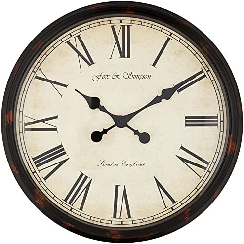 Fox and Simpson Grand Central Station Extra Large 50cm / 20-Inch Wall Clock in Cream (Black) - Image 2