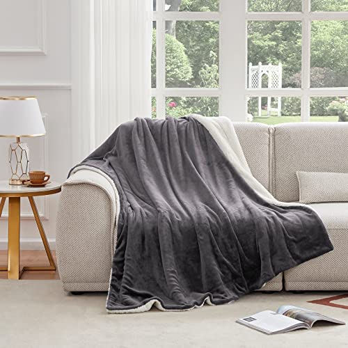 Lifewit Sherpa Throw Blanket Reversible Soft Blanket for Couch Sofa Bed, Decorative Thick Fuzzy Fluffy Fleece Blanket for Travel and Outdoor Camping, Grey, 150 x 200cm - Image 5