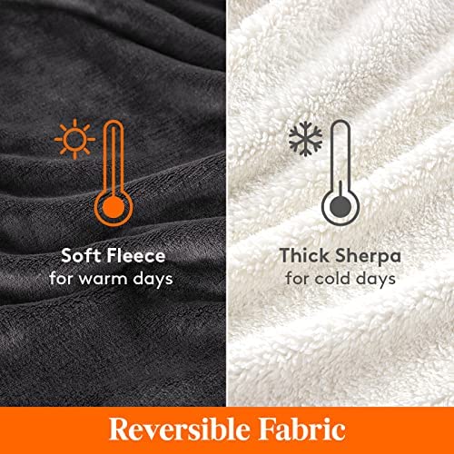 Lifewit Sherpa Throw Blanket Reversible Soft Blanket for Couch Sofa Bed, Decorative Thick Fuzzy Fluffy Fleece Blanket for Travel and Outdoor Camping, Grey, 150 x 200cm - Image 3