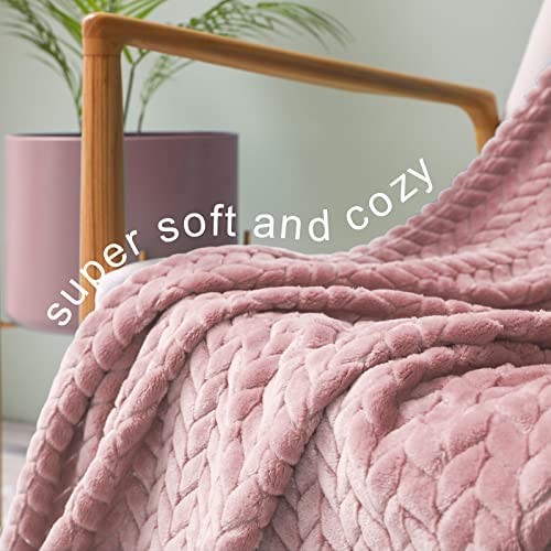 Exclusivo Mezcla Large Flannel Fleece Throw Blanket, 127x178 CM Sofa Throws, Soft Jacquard Weave Leaves Pattern Throws for Sofa, Pink Blanket - Image 7