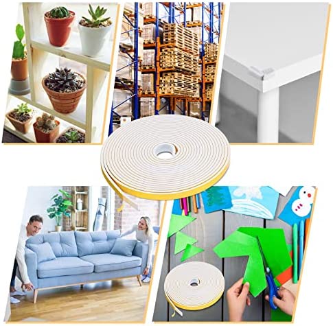 Window Draft Excluder Tape Anti-Collision Self-Adhesive Foam Tape Soundproofing Draft Excluder for Doors, 6 mm Wide 3 mm Thick Door Draft Excluder Strip Gap Sealing Weather Strip Tape - Image 6