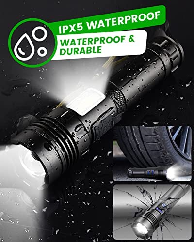 Maxesla 10000LM Torches LED Super Bright Rechargeable, Torches Battery Powered XHP70.2 with COB Side Light, IPX5 Waterproof and 7 Modes Zoomable, Gift for Men Dad Xmas Gift (with 3000mAh Battery) - Image 6