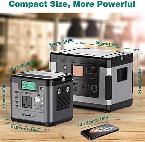 SWAREY Portable Power Station S500 518Wh 230V/500W Portable Power Generator Backup Emergency Power Supply Solar Generator for Camping Travel Fishing with Carrying Bag - Image 3