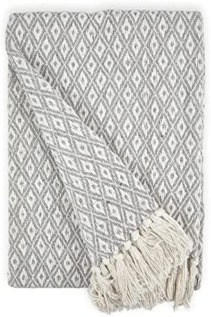 Emma Barclay Casablanca - Scandi Woven Recycled Cotton Chair Sofa Setee Bed Throw Over Blanket in Silver - 50x60" (127x152cm) - Image 7
