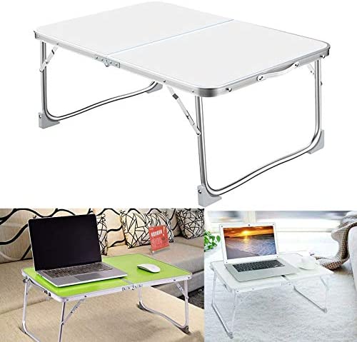 Folding Picnic Table Camping Outdoor Fold Up Desk Laptop Bed Table, Foldable Portable Lap Standing Desk, 60 x 40cm Notebook Stand with Handheld, 60x40x26cm (White) - Image 7