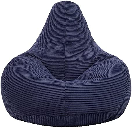icon Dalton Cord Recliner Bean Bag Chair, Navy Blue, Large Lounge Chair Gaming Bean Bags for Adult with Filling Included, Jumbo Cord Adults Beanbag, Boho Decor Living Room Furniture - Image 4