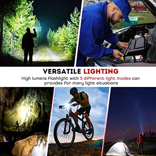 Shadowhawk Torches LED Super Bright, Rechargeable LED Torch P70 10000 Lumens Powerful Military Tactical Flashlight Rechargeable Battery Torch for Dog Walking Hiking Emergency Gift - Image 8