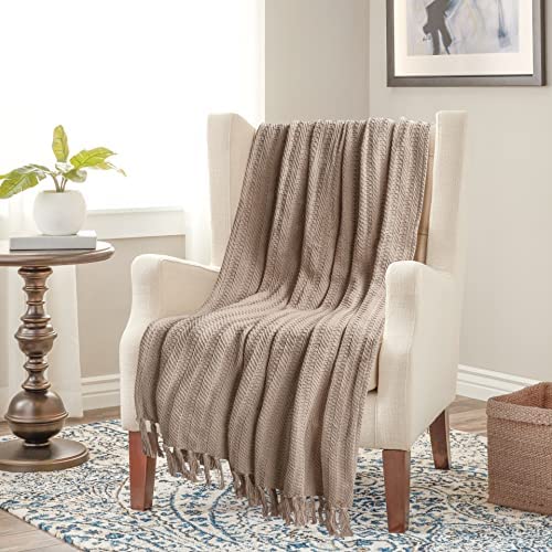 Nevni Pack of 2 Decorative Rustic Cotton Throw Blanket With Fringes For Sofa, Bed, Armchair, Couch Settee (Pack of 2) 127 x 152 cm - Mocha - Image 2