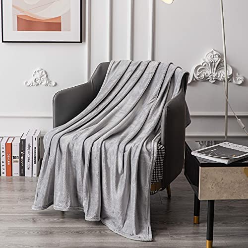 KEPLIN Flannel Blanket Large Throw Bedspread - 130 x 150 cm | Soft Fluffy Warm Light Microfiber Fabric Design for Duvet Cover Quilt Rug | Perfect for Adults or Children's Gifts (Silver Grey, Single) - Image 4