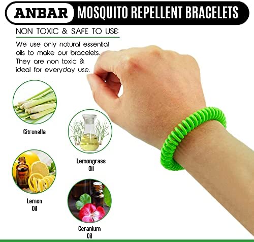 Anbar Mosquito Repellent Bracelets Bands for Adults and Kids, 14 Pack, All-Natural Deet-Free, Non-Toxic Protection, Stretchy Waterproof Anti-Mosquito Wristbands for Hiking and Camping - Image 2