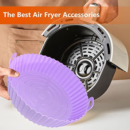 2Pcs Air Fryer Silicone Pot,Reusable Air Fryer Silicone Basket, Air Fryer Accessories,Air Fryer Silicone Liner Replacement of Parchment Liner Paper Air Fryer Basket Fits Air Fryer (Purple) - Image 4