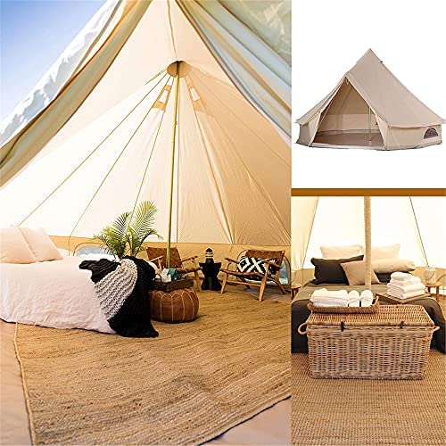 AASSDOO Outdoor Bell Tents Large Canvas Glamping Yurt Tent with Zipped Groundsheet and Chimney for Family Camping Hiking Hunting Party Shelter, 3/4/5/6m - Image 4