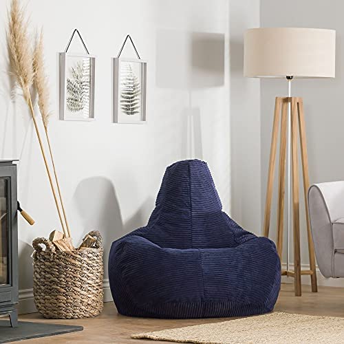 icon Dalton Cord Recliner Bean Bag Chair, Navy Blue, Large Lounge Chair Gaming Bean Bags for Adult with Filling Included, Jumbo Cord Adults Beanbag, Boho Decor Living Room Furniture - Image 2