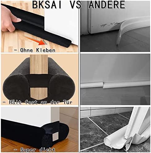 BKSAI Door Draught Excluder for Bottom of Doors 27-35inch Double Sided Draft Excluder Cushion for Front Door Seal Insulation Black - Image 4