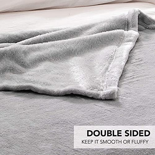 KEPLIN Flannel Blanket Large Throw Bedspread - 130 x 150 cm | Soft Fluffy Warm Light Microfiber Fabric Design for Duvet Cover Quilt Rug | Perfect for Adults or Children's Gifts (Silver Grey, Single) - Image 3