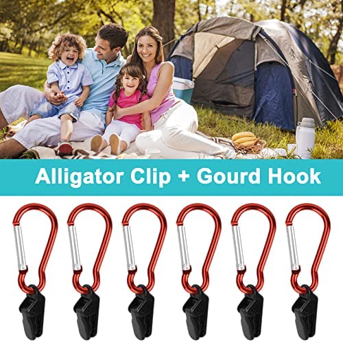 10 Set Tent Clips with Carabiner Plastic Awning Clamp Canopy Clip Holder Tarpaulin Clips with Carabiner Windproof Tent Lock Grip Heavy Duty Tarp Clips Set for Camping Hiking Travel Awnings Caravans - Image 6