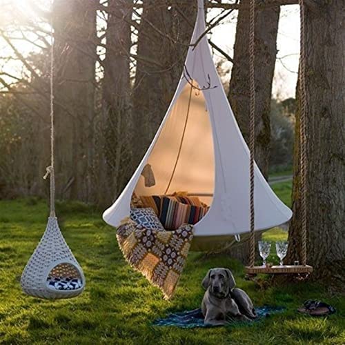 Portable outdoor hammock mosquito net indoor Tent Tree Hanging Chair Children and Adult Indoor Outdoor Hammock Tent Patio Furniture Camping hanging chair camping swing (Color : Blue-100cm dia) - Image 4