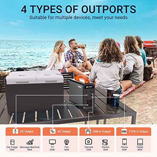 CTECHi Portable Power Station 320Wh/100000mAh LiFePO4 Battery Solar Generator 200W, Fully Charged within 2.5 Hours, Power Supply with AC/DC/USB and PD 60W Technology for Outdoor Camping Home Travel - Image 5
