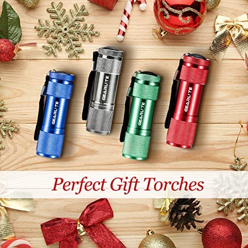 GEARLITE Small LED Torch, 4 Pack Mini Torches LED Super Bright with 9 LEDs, Colorful Pocket Torch Flashlight for Kids Adult Camping Hiking Outdoor Gifts, 12 AAA Batteries Pre-Installed - Image 5