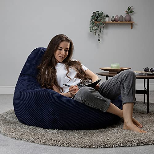 icon Dalton Cord Recliner Bean Bag Chair, Navy Blue, Large Lounge Chair Gaming Bean Bags for Adult with Filling Included, Jumbo Cord Adults Beanbag, Boho Decor Living Room Furniture - Image 3